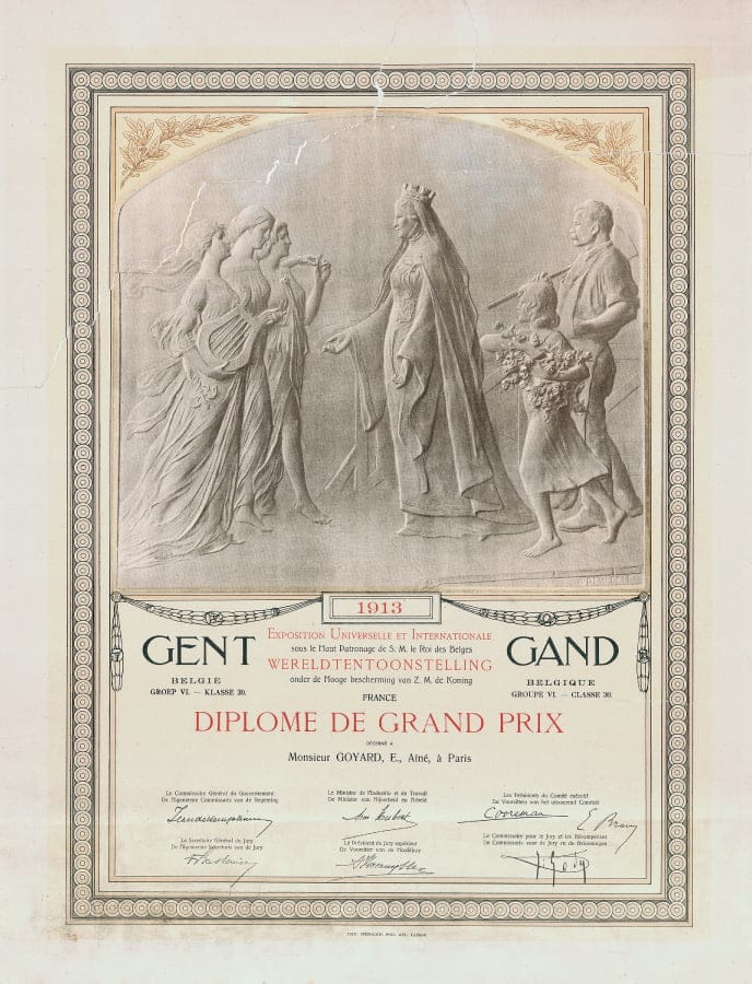 Grand prize diplôme at the Gand exhibition in 1913